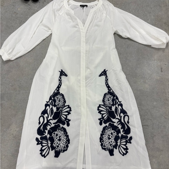 Eloquii size 20 NWT embroidered giraffe printed belted button front midi dress - Picture 8 of 14